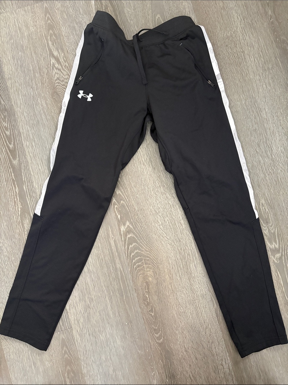 Under Armour Kids Black Joggers with White Side Panels